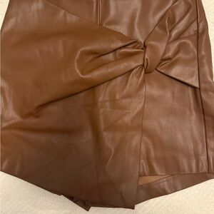 Zara Faux Leather Skirt with Bow Detail
